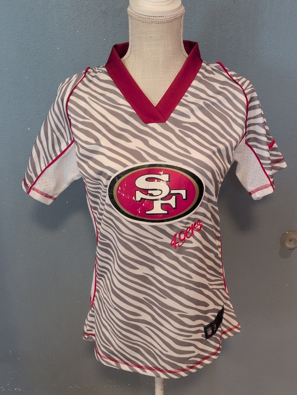 NFL Nike On Field 49ers Gore 21 Zebra Print Jersey Shirt Y2K Gorpcore Football